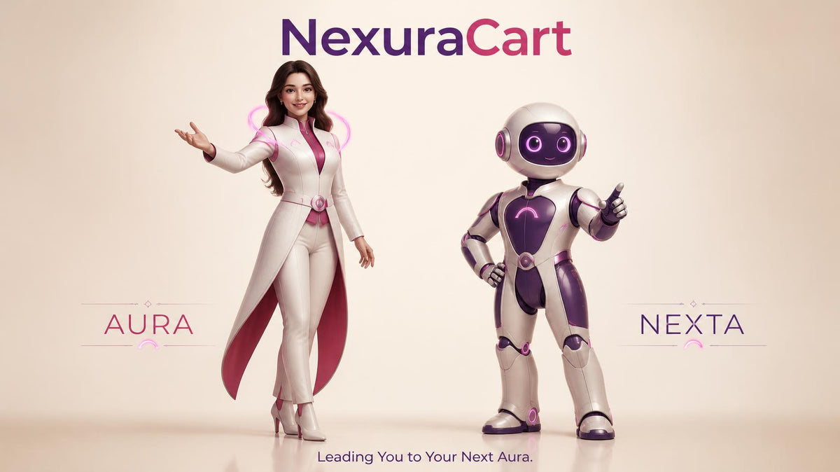 Aura and Nexta, NexuraCart characters for AI-assisted shopping in the UAE