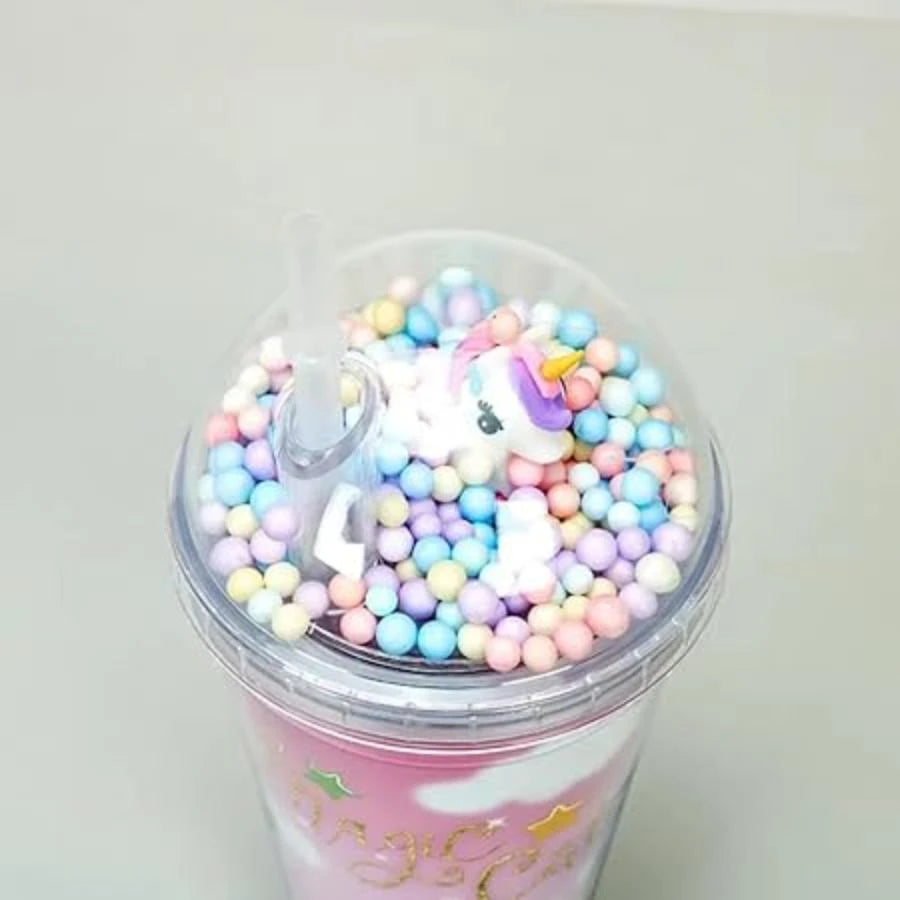 Unicorn bottle straw lid