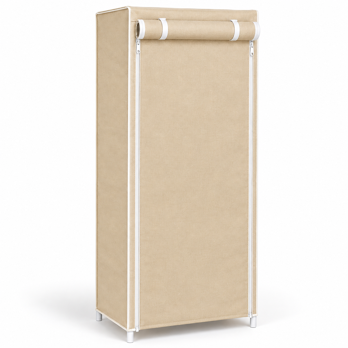 6-Grid Fabric Shoe Cabinet with Roll-Up Cover – Beige