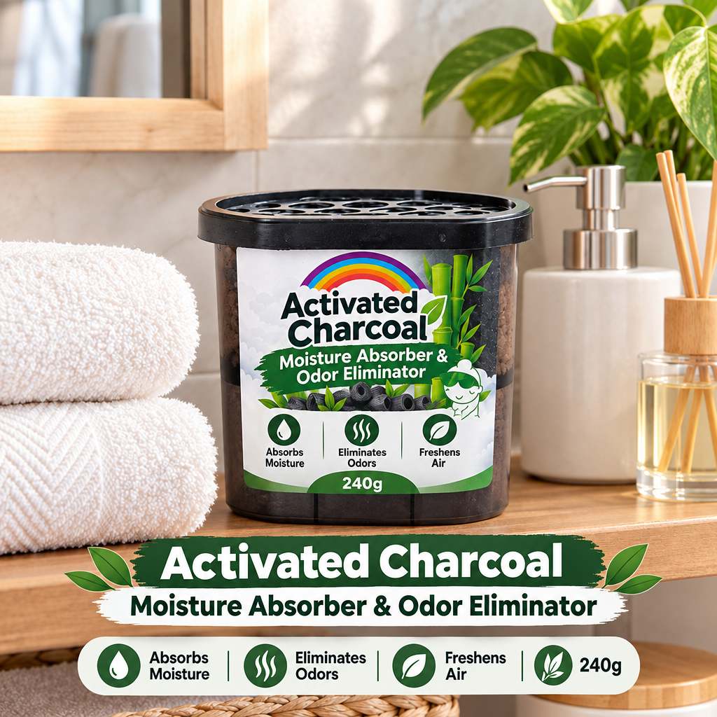 Activated charcoal moisture absorber and odor eliminator