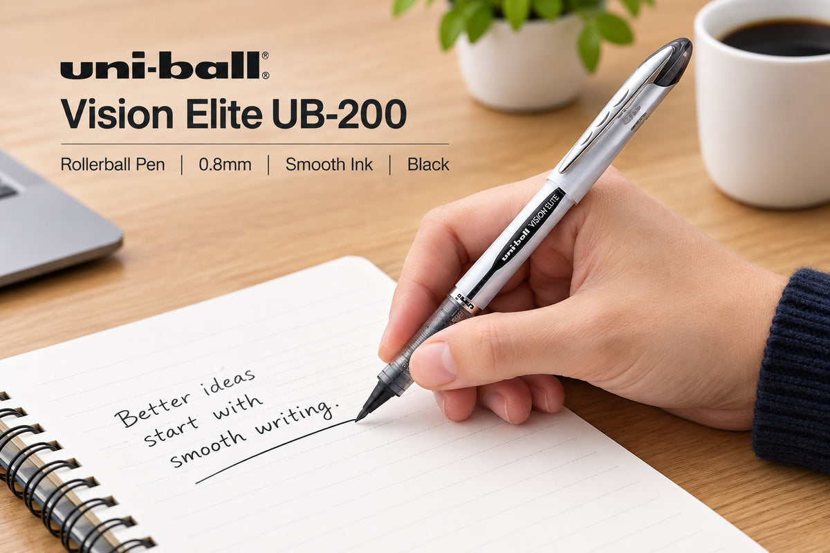 Uni-ball Vision Elite UB-200 Rollerball Pen – 0.8 mm, Black