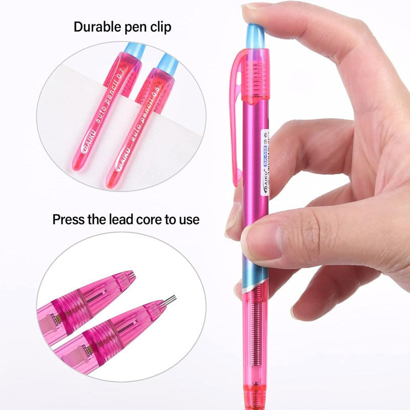 Baiku BK-668 mechanical pencil with top eraser detail