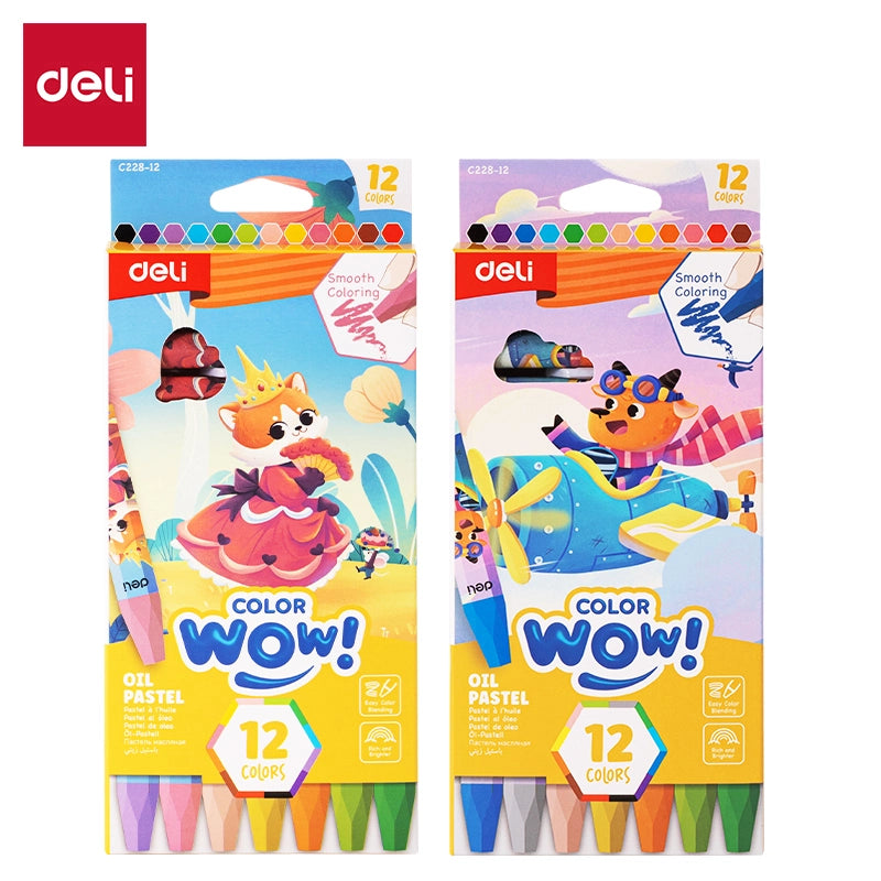Deli Color WOW EC228-12 oil pastels 12 colours