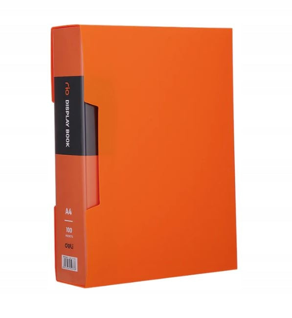 Deli Rio E5037 A4 display book with 100 pockets in orange