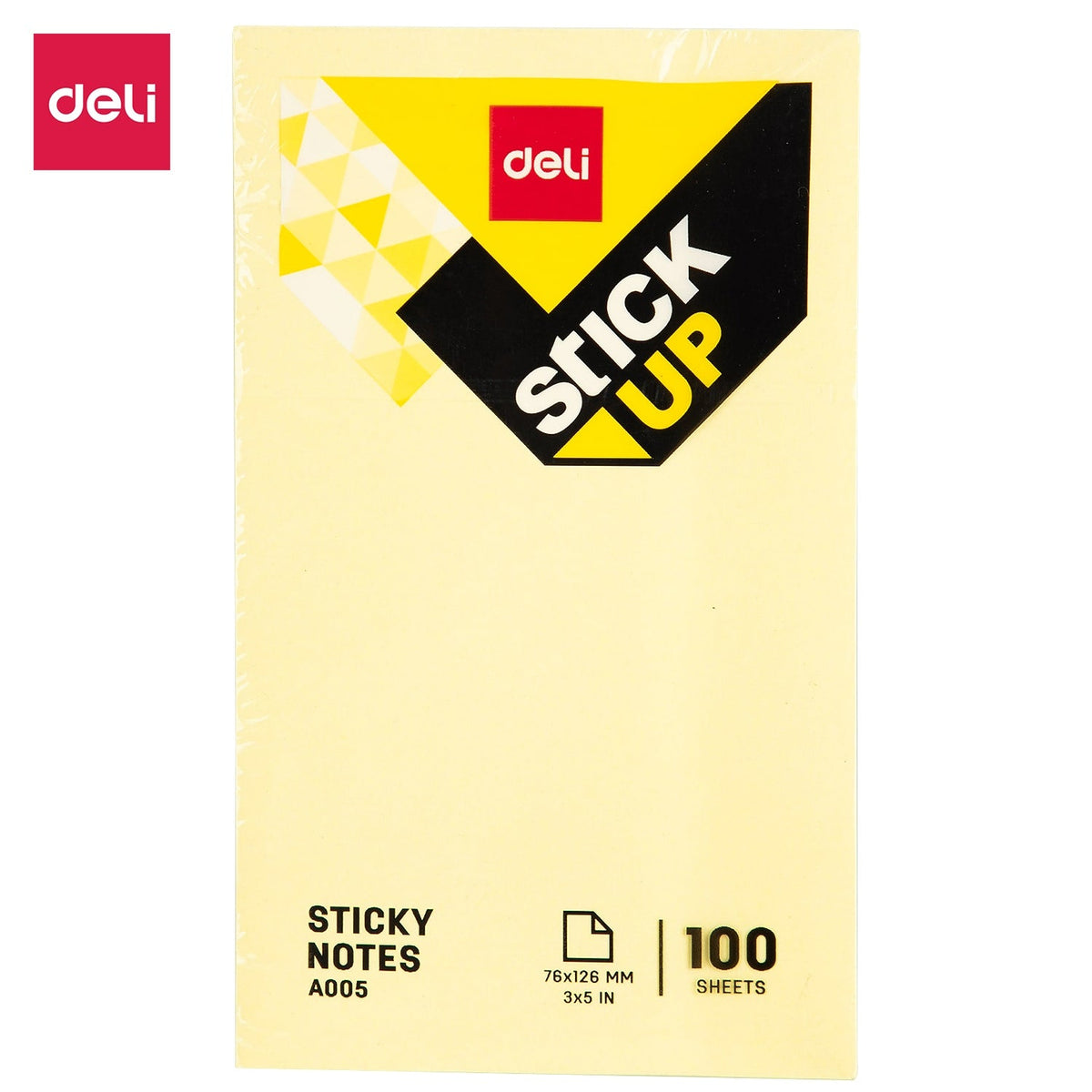 Deli Stick Up Sticky Notes A005, 3 x 5 inch, 100 sheets, yellow