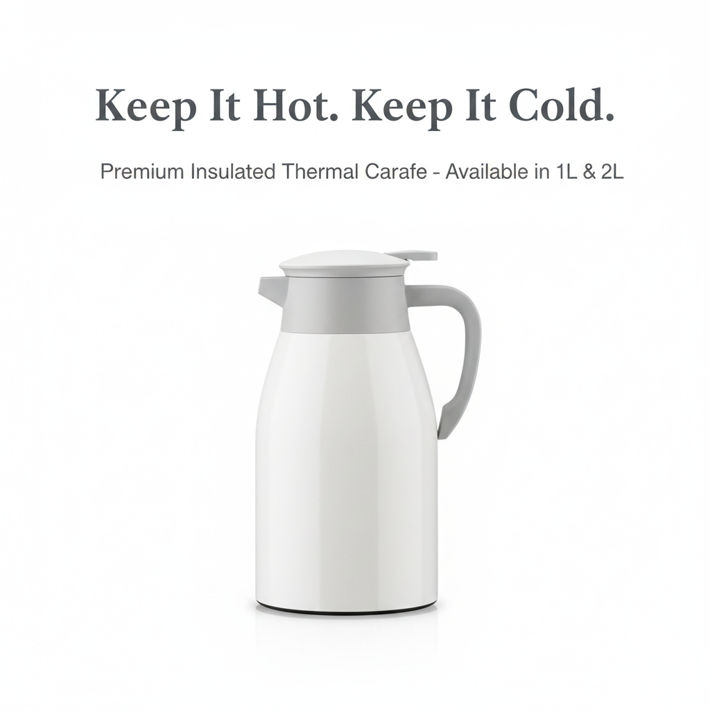 Insulated thermal carafe in 1 L and 2 L sizes