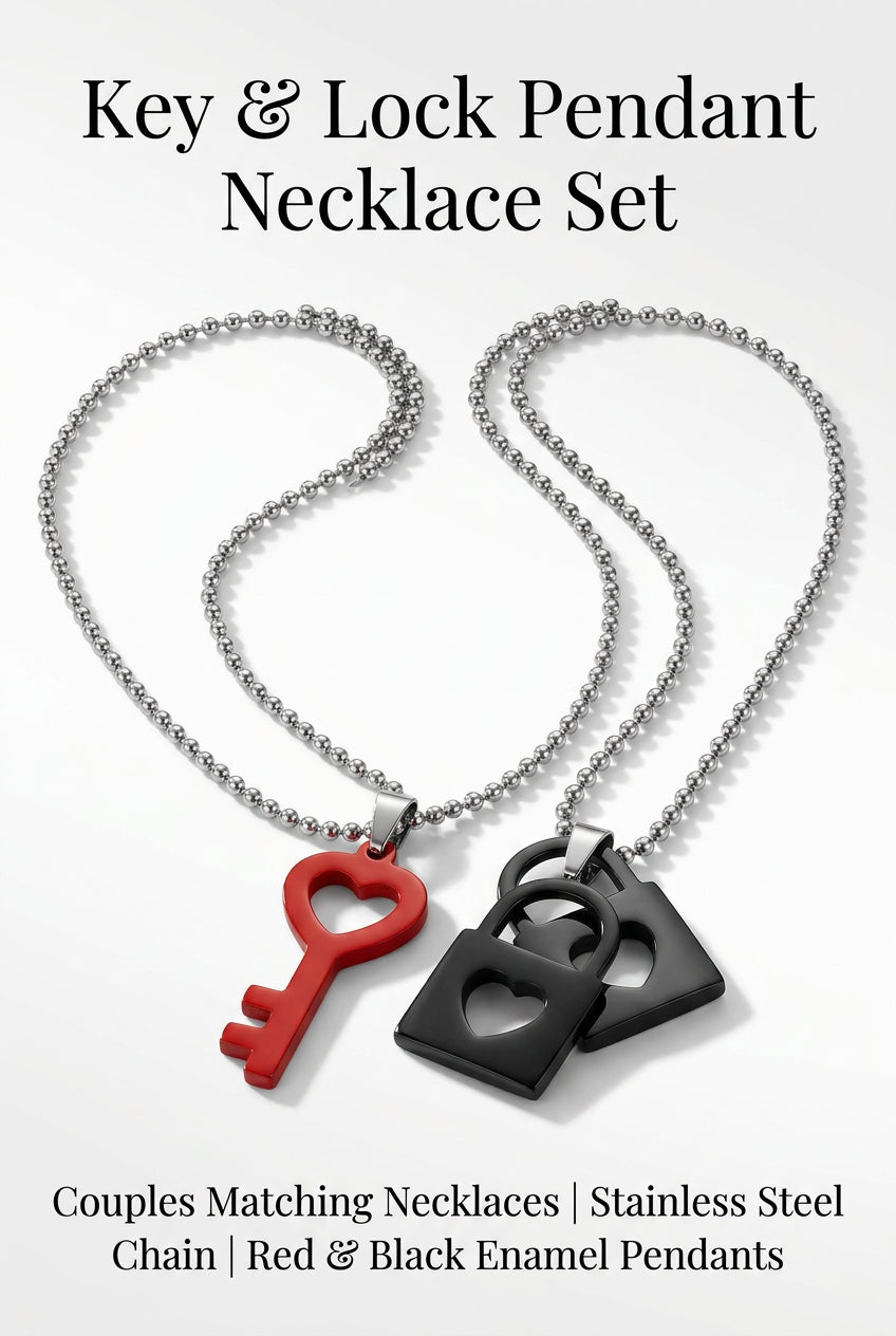 Key & Lock Pendant Necklace Set