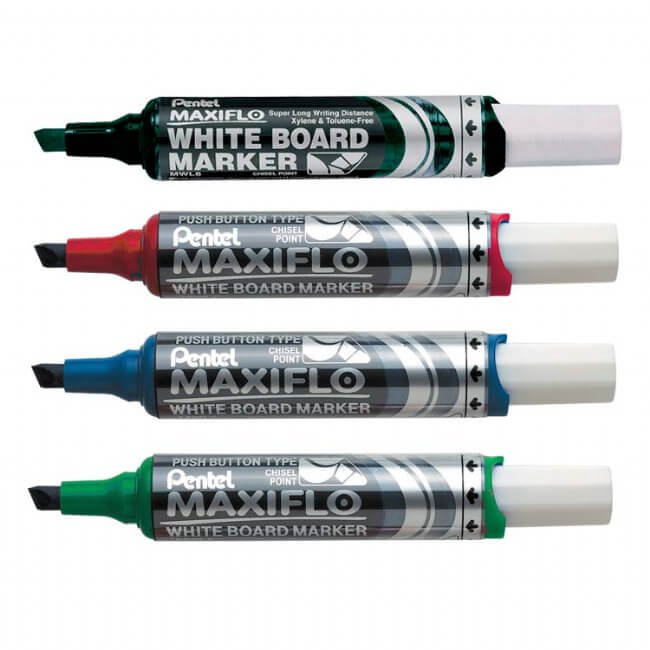 Pentel Maxiflo MWL6 markers in four colours