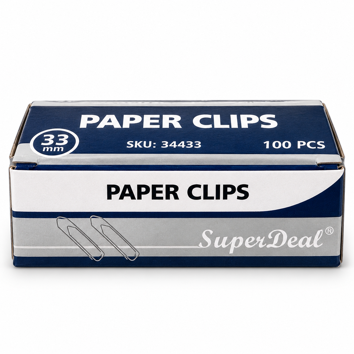 Super Deal 33 mm paper clips box of 100