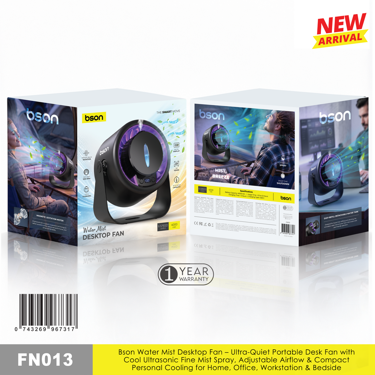 Bson FN013 water mist desktop fan – official product photo 3