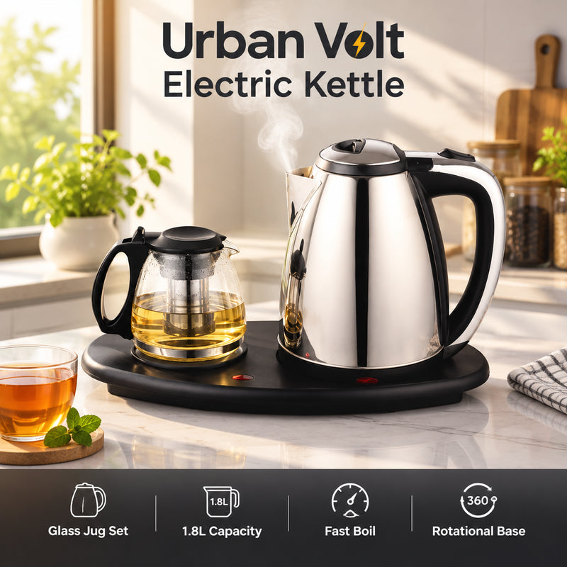 UrbanVolt electric kettle with glass jug set