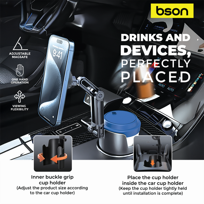 Bson New Cup 2-in-1 MagSafe cup holder phone mount