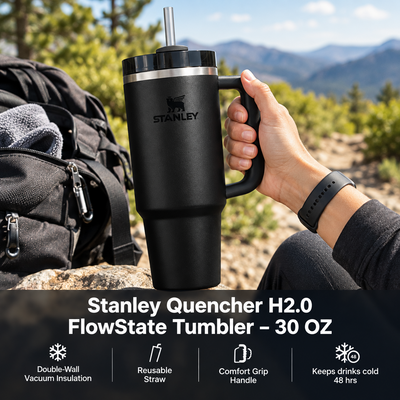 Stanley Quencher H2.0 FlowState Tumbler 30 oz (887 ml) – Black