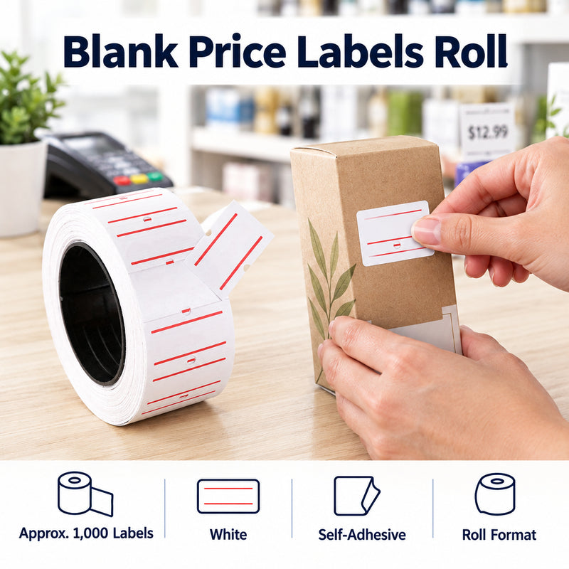 Blank Price Labels Roll – approx. 1,000 Labels, White