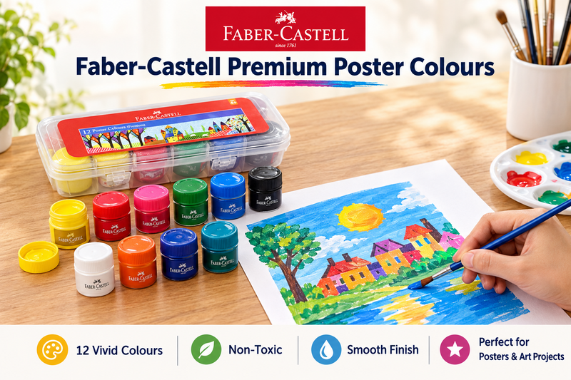 Faber-Castell Premium Poster Colours – 12 Colours × 10 ml