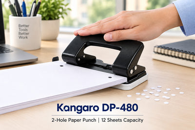 Kangaro DP-480 2-Hole Paper Punch – 12 Sheets, All-Metal