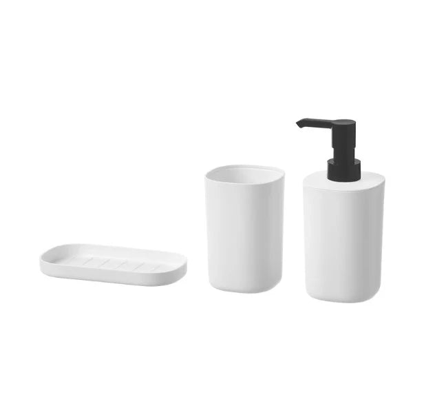 3-piece bathroom accessory set – soap dispenser, toothbrush holder and soap dish, white