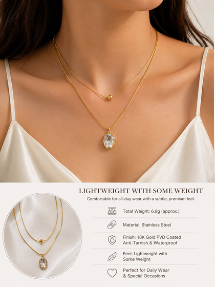 Crystal Drop Anti-Tarnish Layered Necklace
