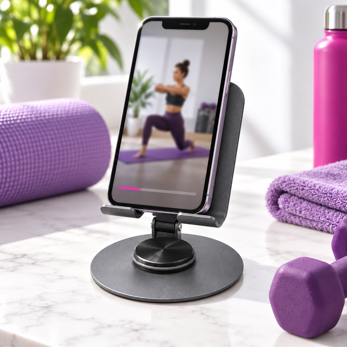 360° Rotating Adjustable Desktop Mobile Phone Stand – Black