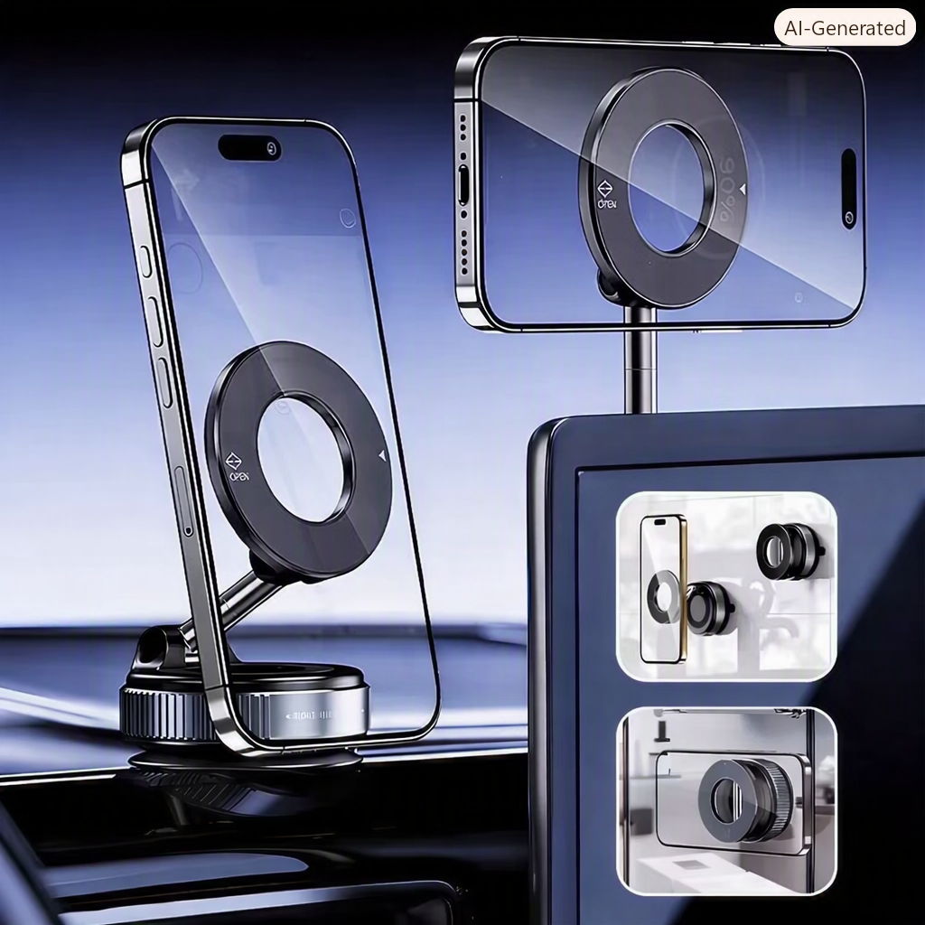 Magnetic Car Phone Holder – 360° Foldable Dashboard Mount