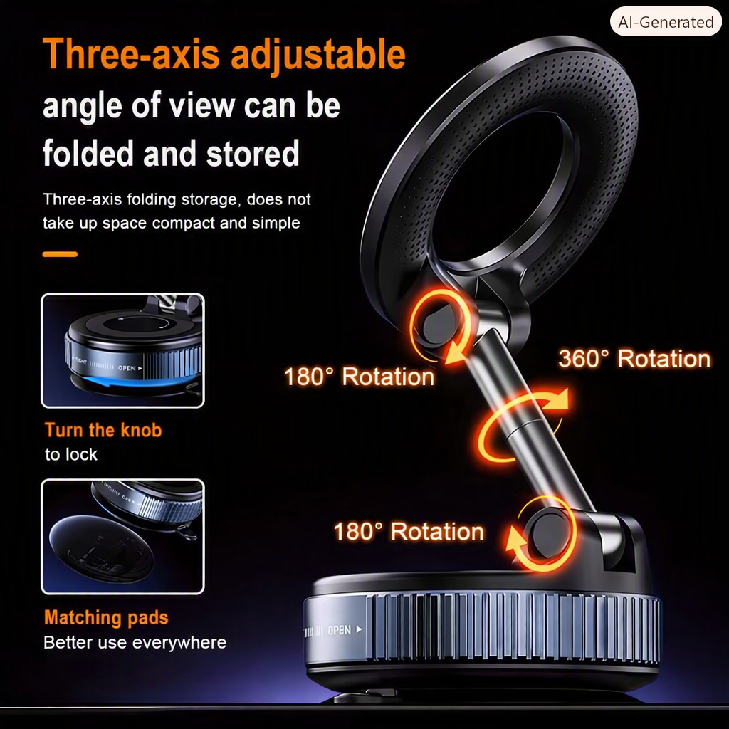 Magnetic Car Phone Holder – 360° Foldable Dashboard Mount