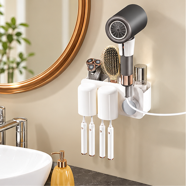 4-cup wall-mounted bathroom organizer – view 2