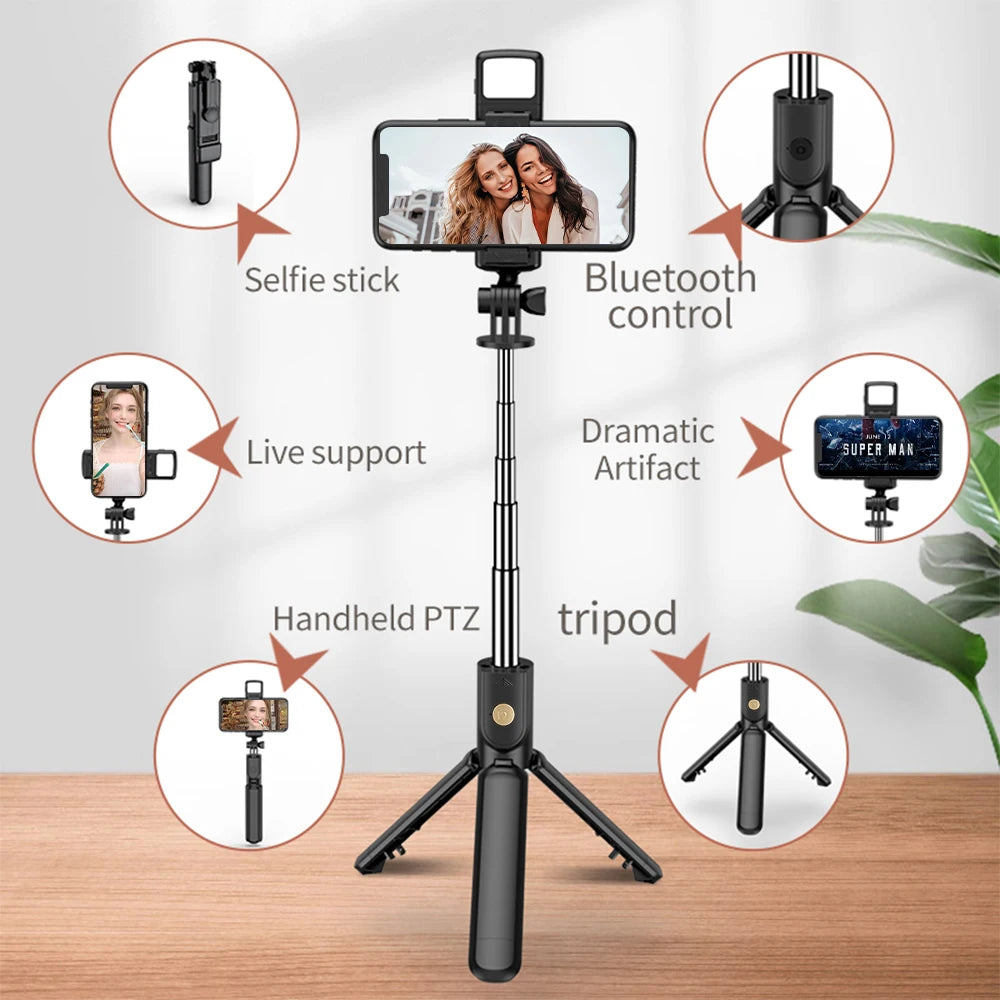 3-in-1 Extendable Selfie Stick Tripod with Bluetooth Remote for Smartphones