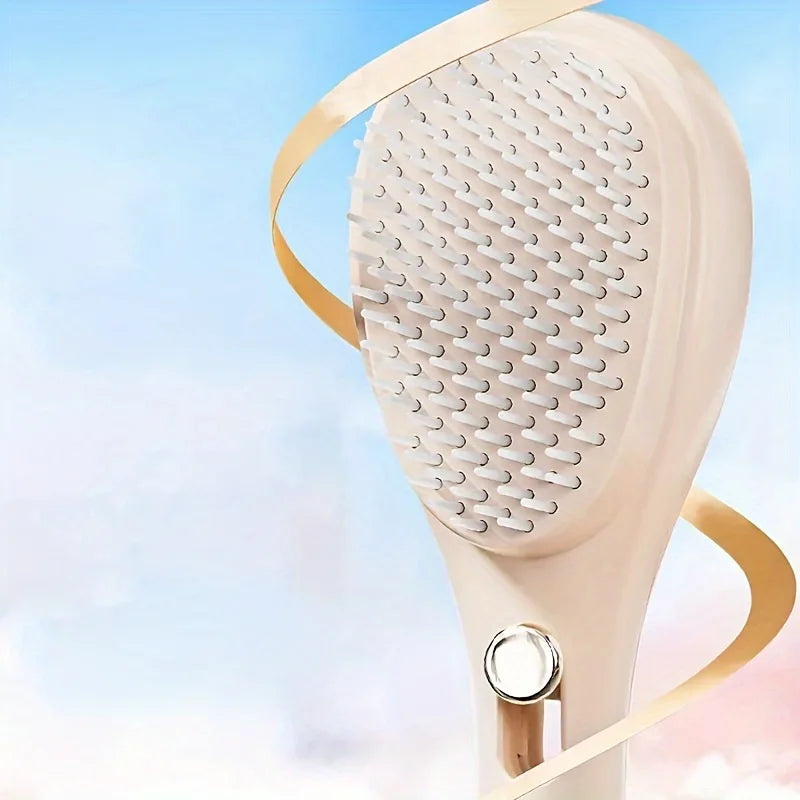 Self-Cleaning Retractable Hair Brush – Anti-Static Detangling Brush for All Hair Types