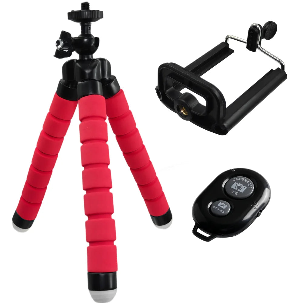Portable Mini Tripod Stand with Bluetooth Remote & Phone Holder | Flexible Selfie Stick Tripod