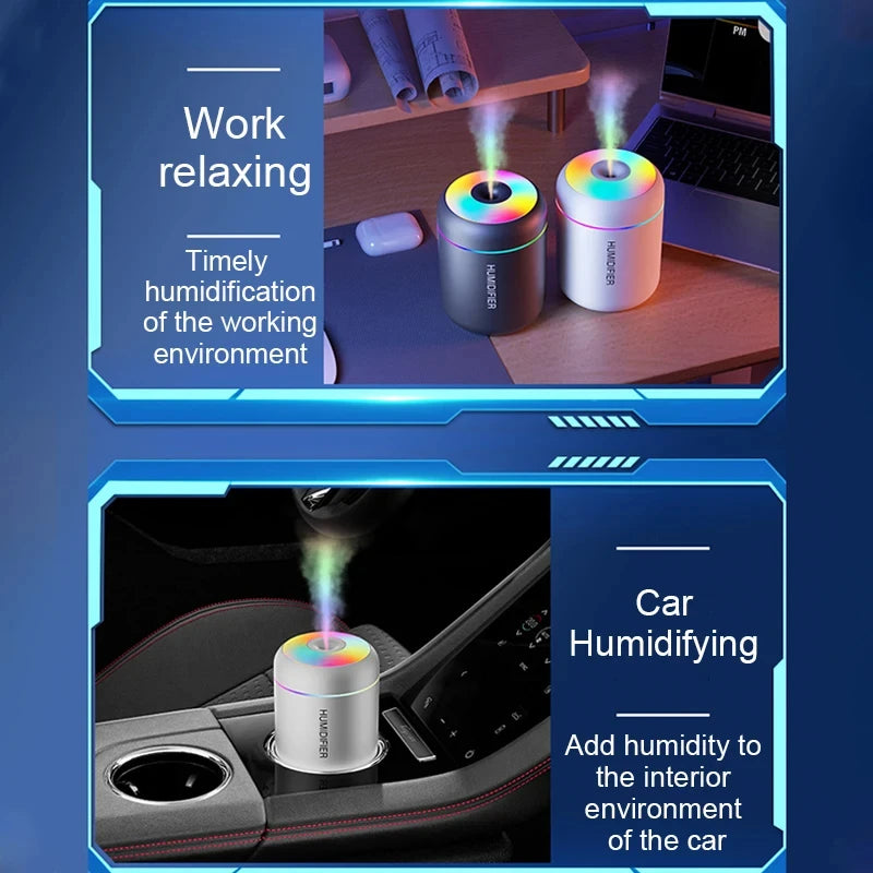 180ML USB Mini Air Humidifier & Aroma Diffuser with LED Night Light for Home, Office & Car