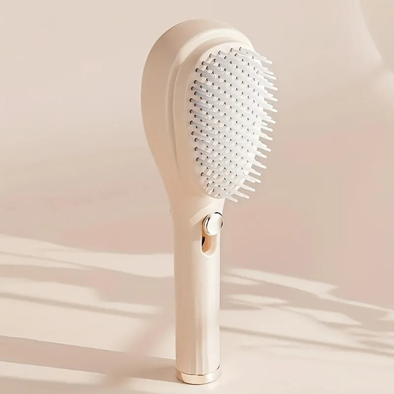Self-Cleaning Retractable Hair Brush – Anti-Static Detangling Brush for All Hair Types