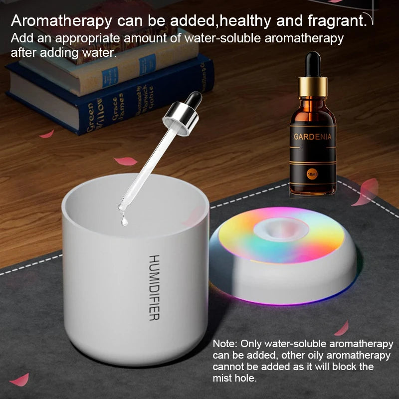 180ML USB Mini Air Humidifier & Aroma Diffuser with LED Night Light for Home, Office & Car