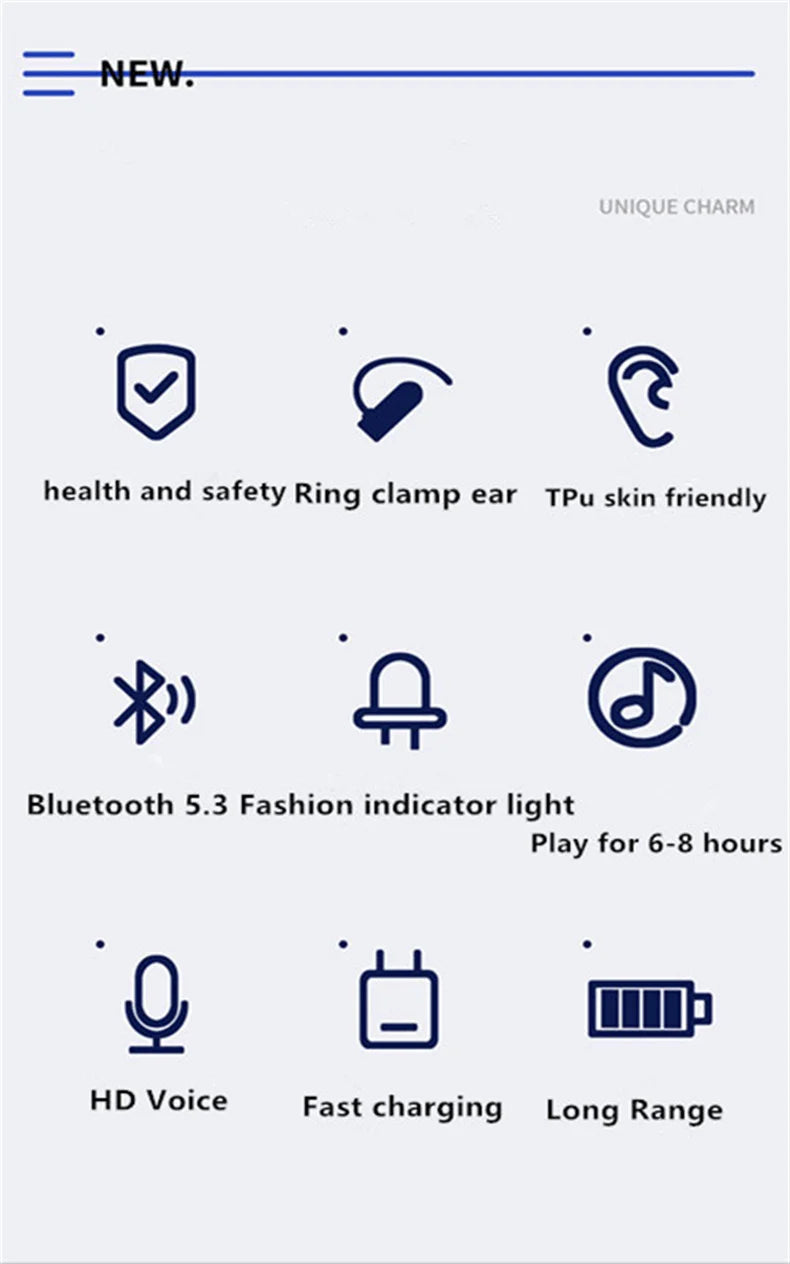 Wireless Bluetooth Bone Conduction Ear Clip Headphones with Mic
