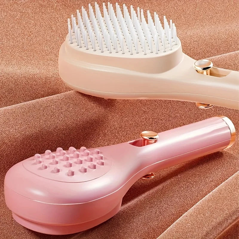 Self-Cleaning Retractable Hair Brush – Anti-Static Detangling Brush for All Hair Types
