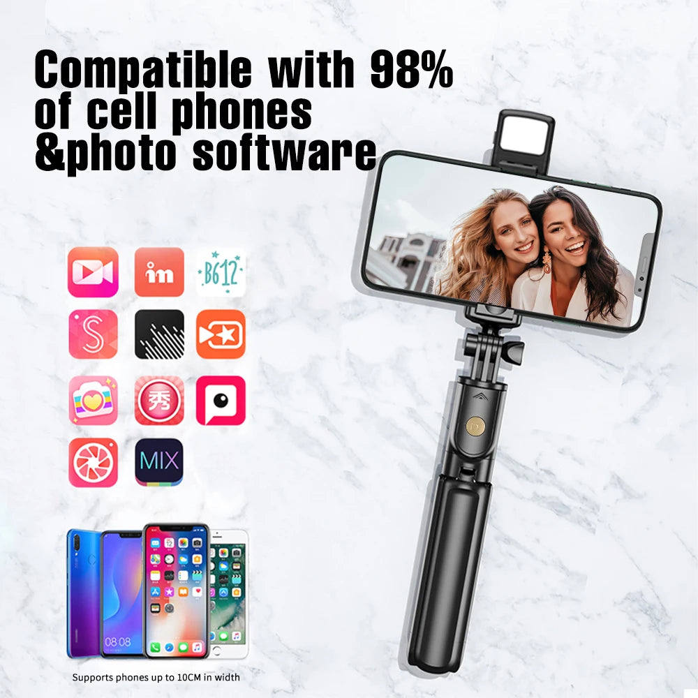 3-in-1 Extendable Selfie Stick Tripod with Bluetooth Remote for Smartphones