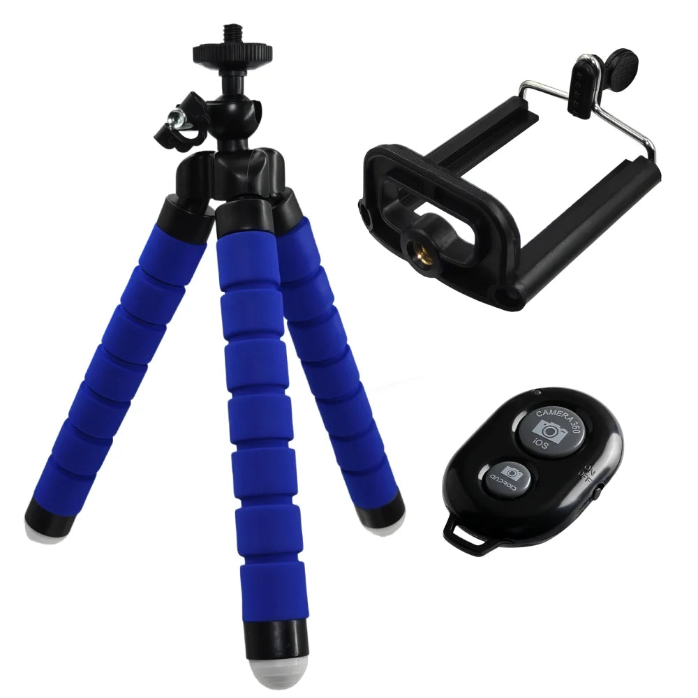 Portable Mini Tripod Stand with Bluetooth Remote & Phone Holder | Flexible Selfie Stick Tripod