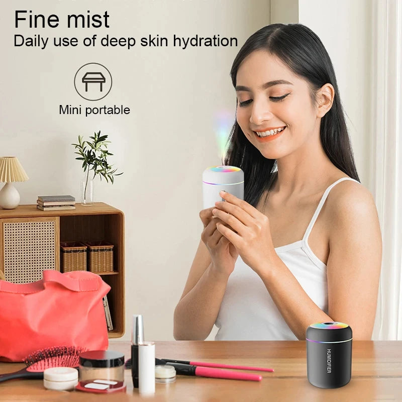 180ML USB Mini Air Humidifier & Aroma Diffuser with LED Night Light for Home, Office & Car