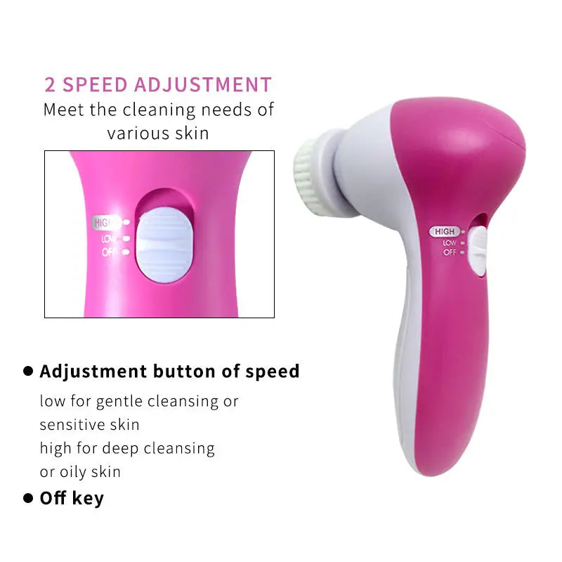 5-in-1 Electric Facial Cleansing Brush & Face Massager