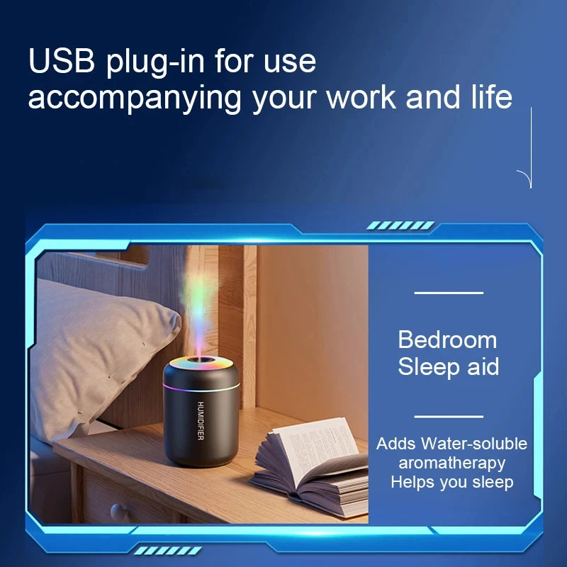 180ML USB Mini Air Humidifier & Aroma Diffuser with LED Night Light for Home, Office & Car