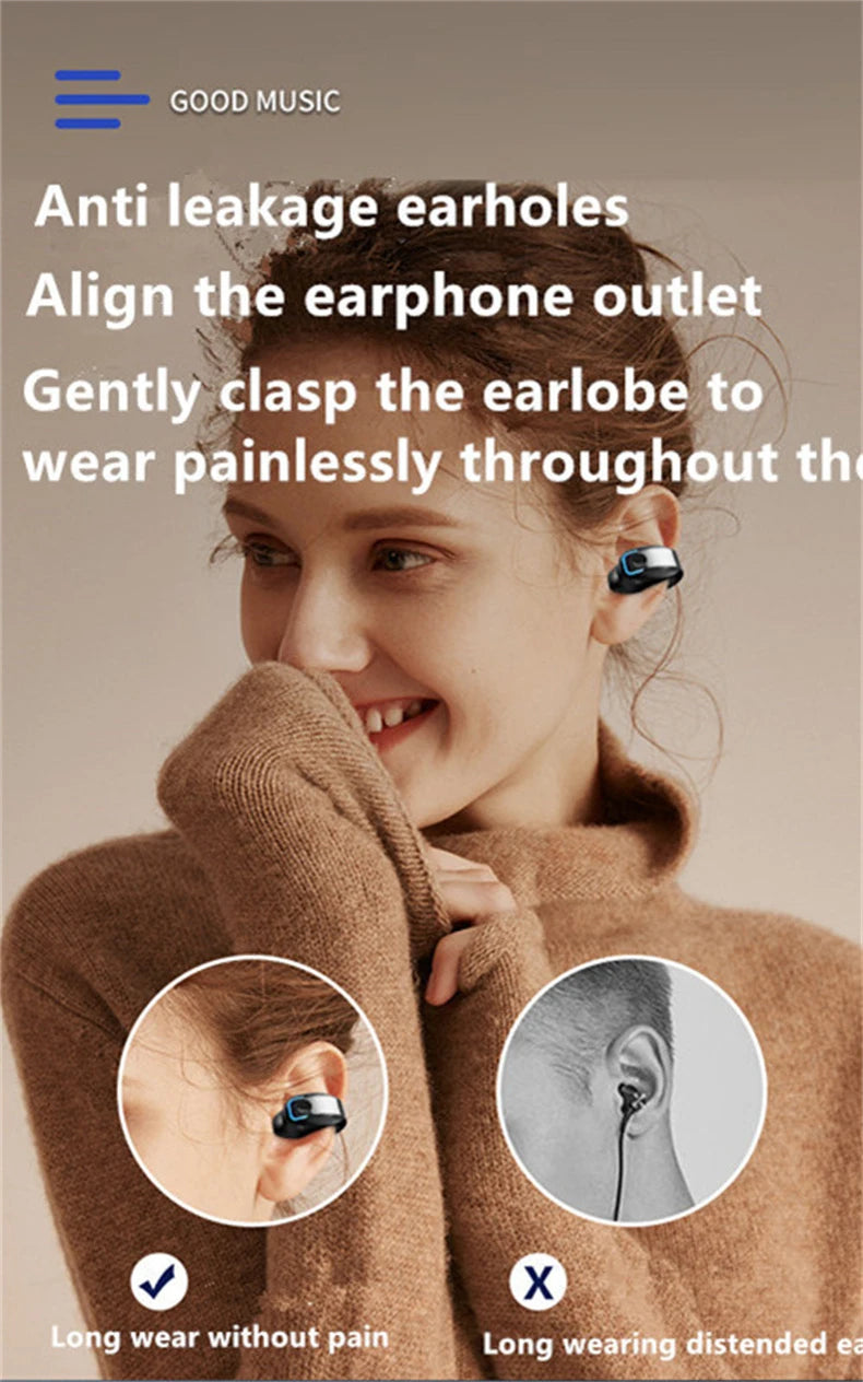 Wireless Bluetooth Bone Conduction Ear Clip Headphones with Mic