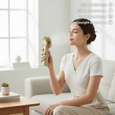Ventilador de mano portátil recargable – beige