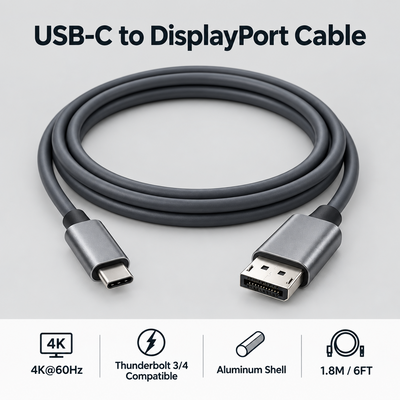 Cable Genuine USB-C a DisplayPort 2 m 8K – gris