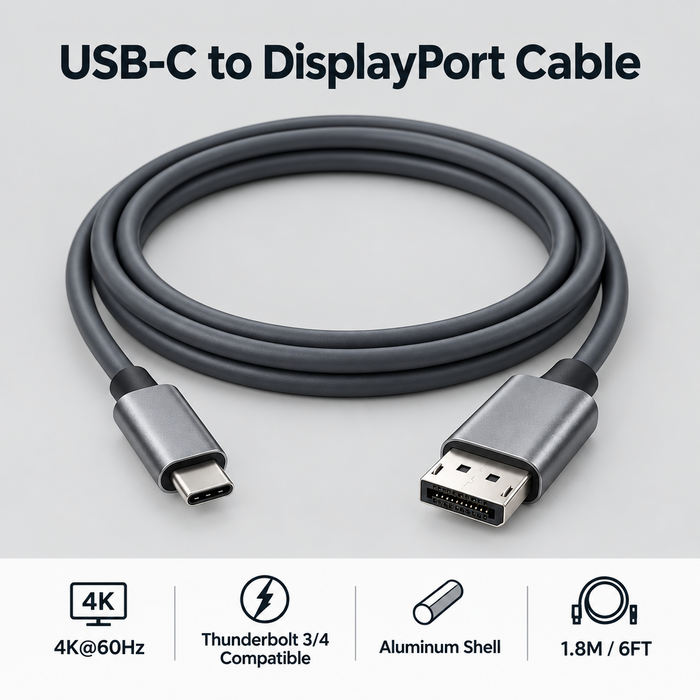 Genuine USB-C to DisplayPort cable 2 m 8K grey