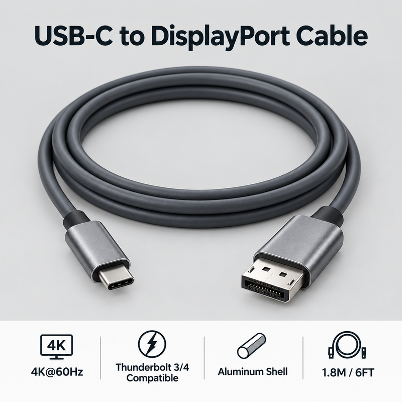 Genuine USB-C to DisplayPort cable 2 m 8K grey