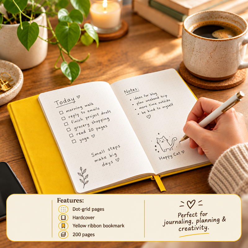 Happy Cat A5 dotted journal 160 GSM