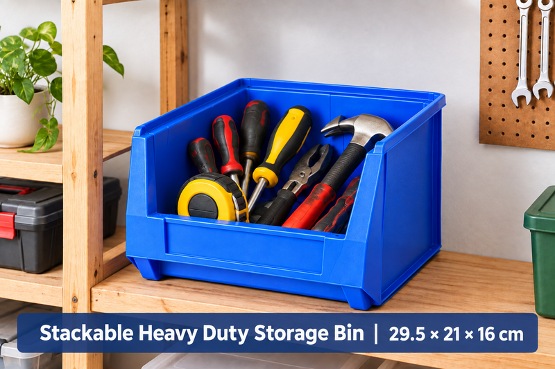 Stackable heavy-duty storage bin 29.5 x 21 x 16 cm