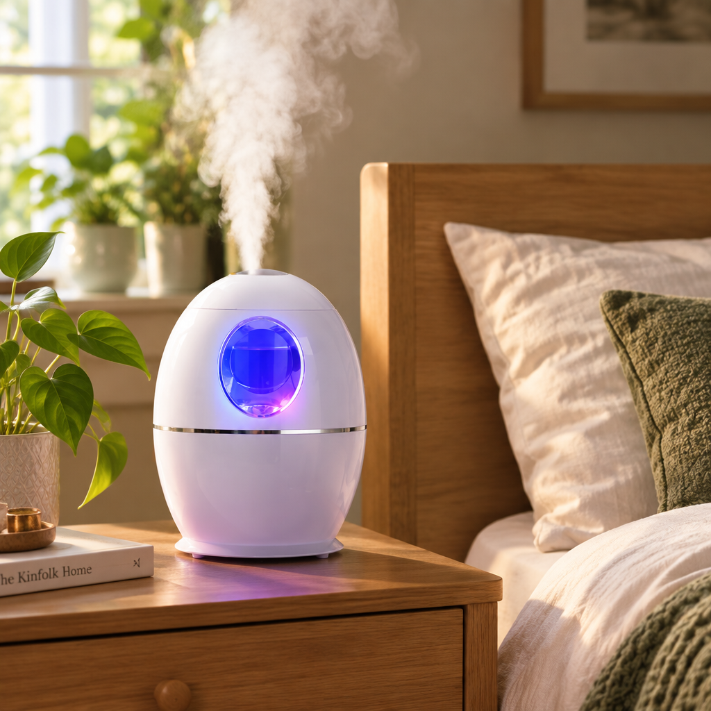 800ml Cool Mist Humidifier with Colour-Changing Light – Quiet, Top-Fill