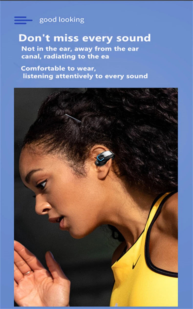 Wireless Bluetooth Bone Conduction Ear Clip Headphones with Mic
