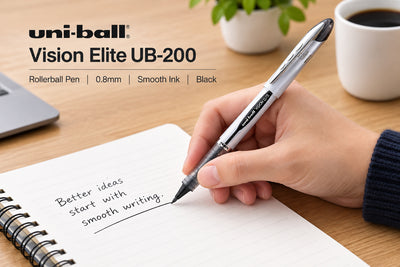 Uni-ball Vision Elite UB-200 Rollerball Pen – 0.8 mm, Black