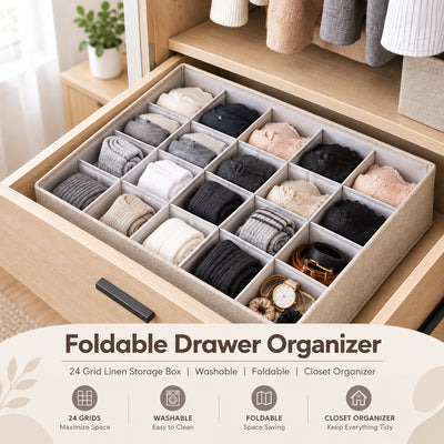 Caja organizadora plegable para cajones SUNSKY – 24 compartimentos para ropa